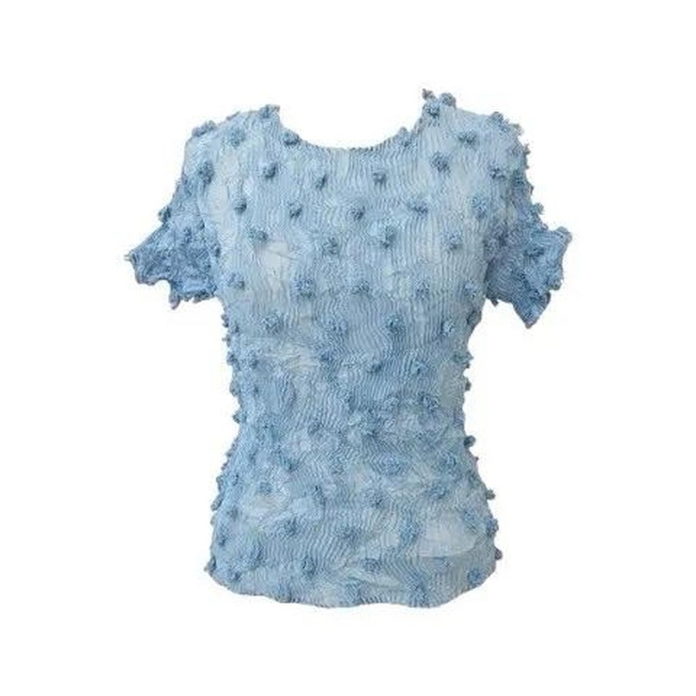Rare 90s ISSEY MIYAKE Light Blue Textured Short Sleeve Top